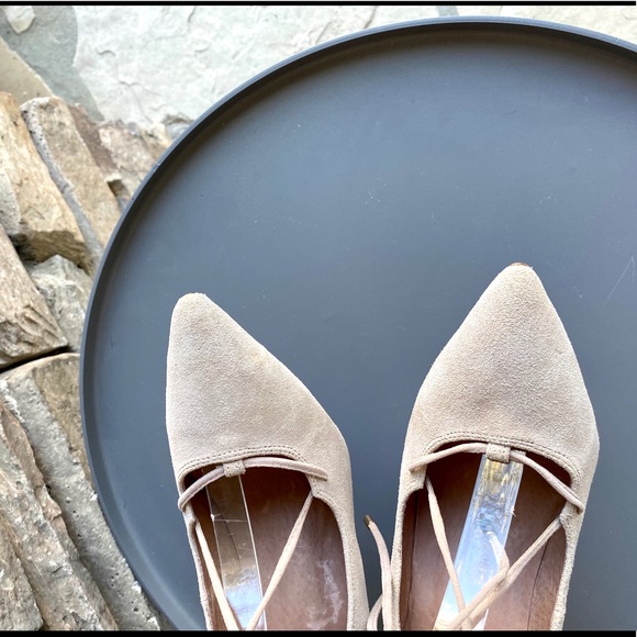 Free People x Jeffrey Campbell Hierro Heels Suede Beige Back Zip Stiletto Tan - Picture 6 of 10